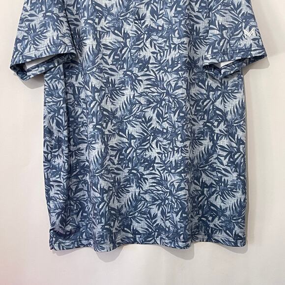 Maelreg Shirt Mens Large Golf Performance Polo S/S Blue AOP Stretch Floral Print - Picture 8 of 9